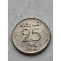 25 эре 1954 года Швеция. Серебро 400. Монета не чищена. 45335