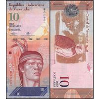 Венесуэла 10 боливаров образца 2013 года UNC p90d