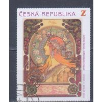 [458] Чехия 2010. Культура.Искусство.Живопись.Альфонс Муха. Гашеная марка.