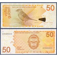 Нидерландские Антилы, 50 гульденов 2016 г, P-30h (рыжешейный воробей), UNC