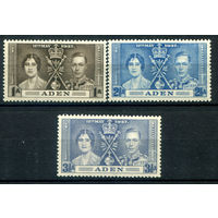 Британские колонии - Аден - 1937г. - коронация короля Георга VI и королевы Елизаветы - 3 марки - полная серия, MNH с незначительным дефектом клея [Mi 13-15]. #4-B6-164-A-2