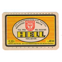 Этикетка пива Hell Германия П753