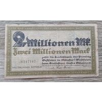 Werty71 Германия 2 миллиона 2000000 марок 1923 банкнота гроссгельд Мюнстер