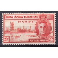 105a.BrKS. Великобритания. Колонии. Кения,  Уганда и Танганьика. Победа во Второй Мировой Войне. Георг VI. 1946 г. 20c. Mi.#80.