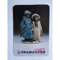 Календарик 2001 г. Transaero.