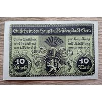 Werty71 Германия 10 марок 1918 аUNC банкнота Гера