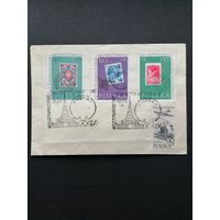 Польша 1960 Конверт с неполной серией марок "100 лет польской почтовой марке" (спецгашение XXIX Познаньская торговая ярмарка) Mi.1151-1152,1154 каталог 1.70 евро