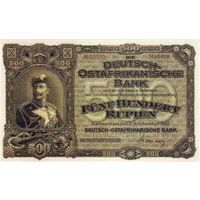 Репродукция (односторонняя, номерная): Немецкая Африка, 500 рупий, 1912 г.