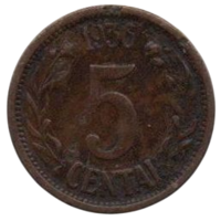 ЛИТОВСКАЯ РЕСПУБЛИКА /ПЕРВАЯ РЕСПУБЛИКА/. 5 ЦЕНТОВ 1936. ПАГОНЯ.