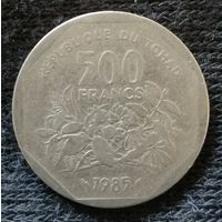 Чад 500 франков, 1985 г., KM# 13
