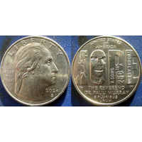 США. Квотер 2024 г. Выдающиеся женщины N11. Паули Мюррей. Минтмарка D.