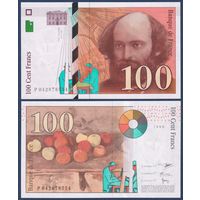 Франция, 100 франков 1998 г., P-158a (P, художник Поль Сезанн), UNC