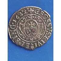 Польша 1 грош 1628 г. Шведская оккупация Эльбинга. Густав II Адольф., без мц.