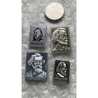 Значки Русские поэты и писатели, 4 шт