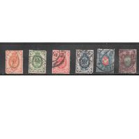 Россия-1902 (Заг.66-72) гаш., с ВЗ (верт.),  13-й выпуск, Царская Россия, 6 марок