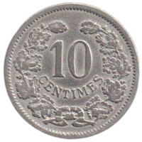 Великое Герцогство Люксембург. 10 сантимов 1901. Великий Герцог Адольф Нассау-Люксембургский.
