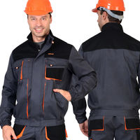 Куртка "СИРИУС-МАНХЕТТЕН" т.серый с оранж. и черным тк. стрейч пл. 250 г/кв.м размер 48-50 / 182-188 Ткань-стрейч (98% хлопок, 2% спандекс) с влагоотталкивающей пропиткой, плотность 250 г/м2. Цвет сер