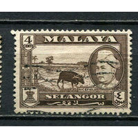 Малайские штаты - Селангор - 1957/1961 - Султан Хисамуддин Алам Шах и рисовое поле 4С - [Mi.81] - 1 марка. Гашеная.  (Лот 14HZ)-TG3P46