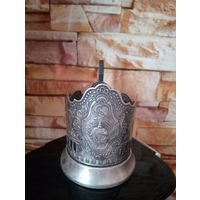 Подстаканник Космос, Мельхиор, СССР,в родной патине