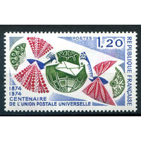 Франция - 1974г. - 100 лет всемирному почтовому союзу - 1 марка - полная серия, MH [Mi 1887]. #2-Fr-33-A-1