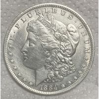 Монета 1 доллар 1884 год. США. Доллар Моргана. Монетный двор Новый Орлеан