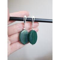 Серьги натуральный агат, посеребренные