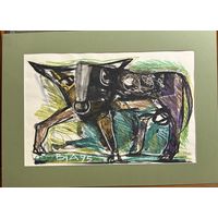 Акулов В.И;43/61см;1995г;"Альфа-самец",1995г. Смешанная техника. Размер 43х61 см.