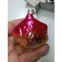 Ёлочная игрушка  - Рыбка . СССР  . Стекло .
