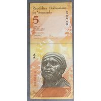 Банкнота 5 боливар 2007 год. Венесуэла. НЕ БЫЛА В ОБОРОТЕ.