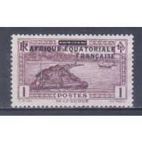 [129] Французские колонии. Французская Экваториальная Африка 1936. Надпечатка.1с. БЕЗ КЛЕЯ.