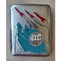 Советский портсигар с эмалями Союз Гагарин Космос СССР