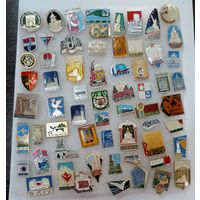 Значки  городов СССР - 63 шт. Алюминий.