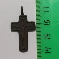 Католический нательный крестик (распятие), ВКЛ, XVII–XVIII вв., отличное ушко, находка и нечищен