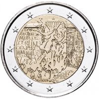 2 евро 2019 Франция 30 лет падения Берлинской стены UNC из ролла