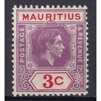 45.BrKM. Великобритания. Колонии. Маврикий. Георг VI. Стандарт. 3C. 1938 г. Mi.#204A.