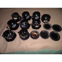 Наборы из цветного стекла для чая и кофе 22 предмета.С рубля.