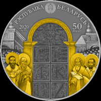 Беларусь – Украіна. Духоўная спадчына. Ірмалагіён , Беларусь - Украина. Духовное наследие. Ирмологион. Belarus - Ukraine. Spiritual heritage. Irmologion,  Серебро , 50 рублей, Тираж 999шт. 2020 год.