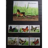 Сахара 1999 г. Бабочки. (Блок гашеный)