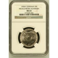 Германия. 2 марки 1904г. слаб NGC MS64.
