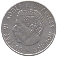 Королевство Швеция. 1 крона 1966. Серебро.