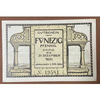 Нотгельд 50 пфеннигов 1921 год. Нёрдлинген. Веймарская республика
