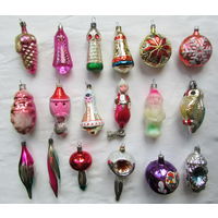 Крупные ёлочные игрушки, стекло, СССР, одним лотом