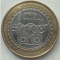 Великобритания 2 фунта 2004 г. 200 лет первому паровозу Ричарда Тревесика