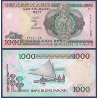 Вануату, 1000 вату 2002 г, P-10 (KK, меланезийский вождь, парусная лодка), UNC