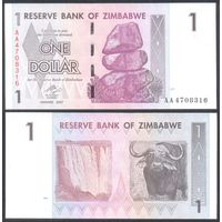 Зимбабве, 1 доллар 2007 г. P65. Серия АA . UNC-.
