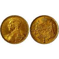 20 франков 1914 г. Король Альберт I (1910 - 1934). Бельгия. Золото. Редкие. КМ# 78