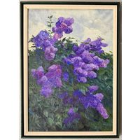 Азгур Г.Г (Горелова);79/109см.с учетом рамы;х/м;1969г."Сирень",1969 г. Холст, масло. Размер с рамой 79х109 см.