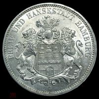 3 марки 1911 Гамбург - нечастая земля! штемпельный сохран!