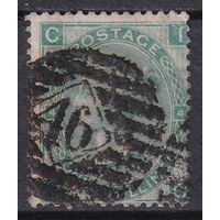 61.Br. Великобритания. Виктория. Стандарт. 1Sh. 1865 г. Mi.#27. Plate 4.