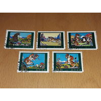 Корея КНДР 1985 Мультфильмы. Полная серия 5 марок.